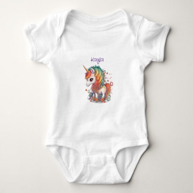 Farbenfrohe Animated Baby Unicorn Strampler (Vorderseite)