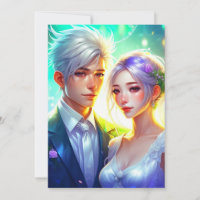 farbenfrohe Anime Couple Wedding