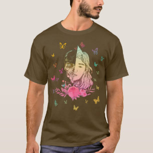 Farbenfrohe Anime-Girl mit Schmetterlingen (2) T-Shirt