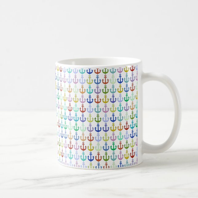 farbenfrohe Ankermuster Marine Design Kaffeetasse (Rechts)