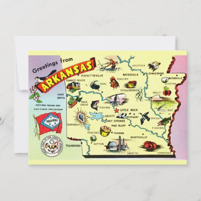 Farbenfrohe Ankündigung von Arkansas Map Moving (Vorderseite)