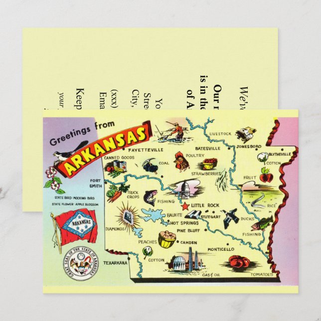 Farbenfrohe Ankündigung von Arkansas Map Moving (Vorne/Hinten)