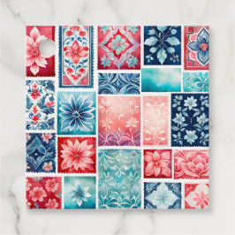 Farbenfrohe antike Briefmarke Geschenke Tags Geschenkanhänger