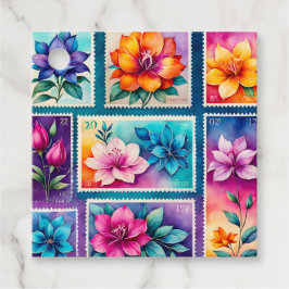 Farbenfrohe antike Briefmarke Geschenke Tags Geschenkanhänger