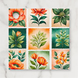 Farbenfrohe antike Briefmarke Geschenke Tags Geschenkanhänger