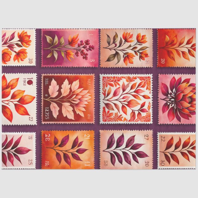 Farbenfrohe antike Briefmarke Kunstteppich Seidenpapier (Vorderseite)