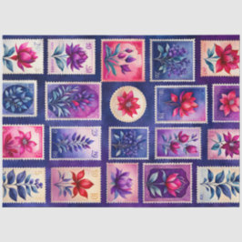 Farbenfrohe antike Briefmarke Kunstteppich Seidenpapier