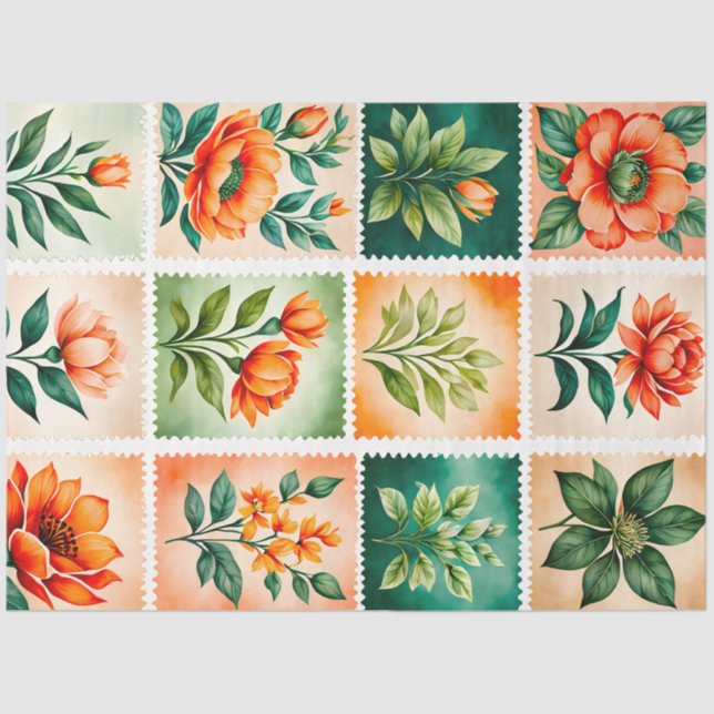 Farbenfrohe antike Briefmarke Kunstteppich Seidenpapier (Vorderseite)