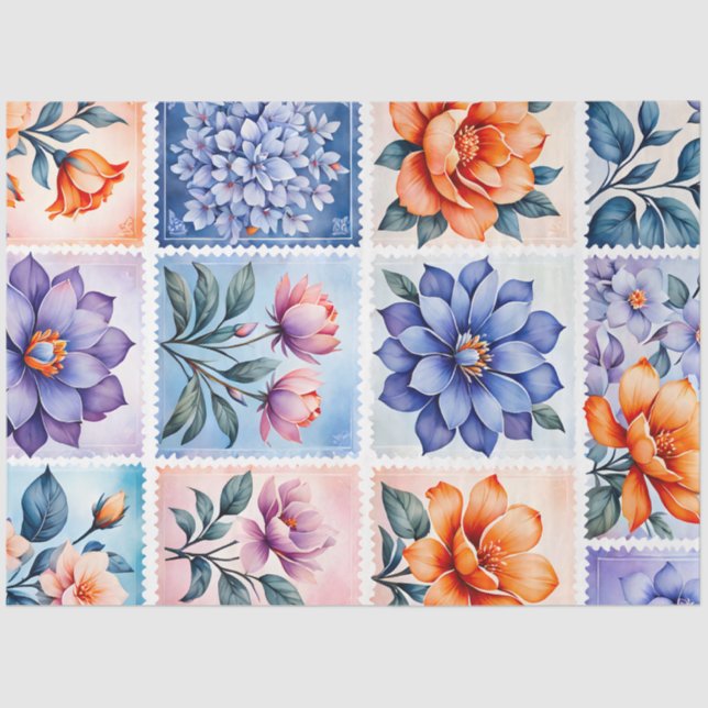 Farbenfrohe antike Briefmarke Kunstteppich Seidenpapier (Vorderseite)