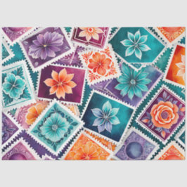 Farbenfrohe antike Briefmarke Kunstteppich Seidenpapier