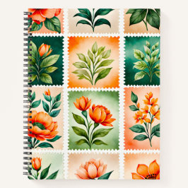 Farbenfrohe antike Briefmarke Notizbuch