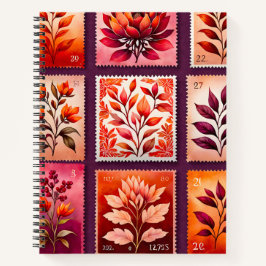 Farbenfrohe antike Briefmarke Notizbuch