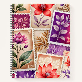 Farbenfrohe antike Briefmarke Notizbuch