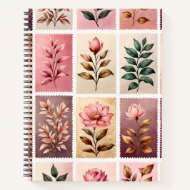 Farbenfrohe antike Briefmarke Notizbuch