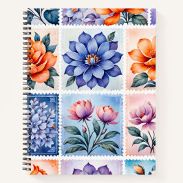 Farbenfrohe antike Briefmarke Notizbuch