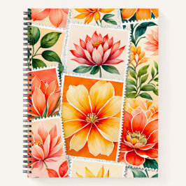 Farbenfrohe antike Briefmarke Notizbuch