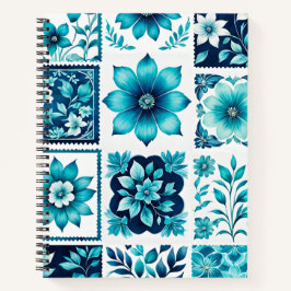 Farbenfrohe antike Briefmarke Notizbuch