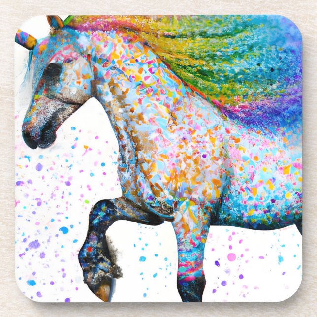 Farbenfrohe Appaloosa Unicorn Getränkeuntersetzer (Vorderseite)