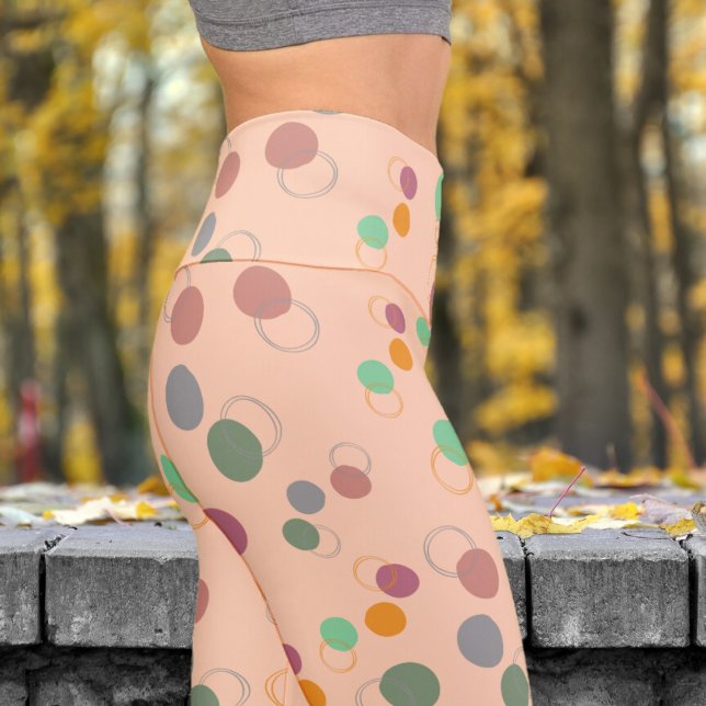 Farbenfrohe Apricot Bubbles Muster Yoga Capri Leggings (Bubbly Bubbles on Apricot Capri Leggings)