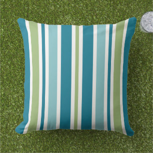 Farbenfrohe Aqua Aquamarin Green Summer Streifen M Kissen