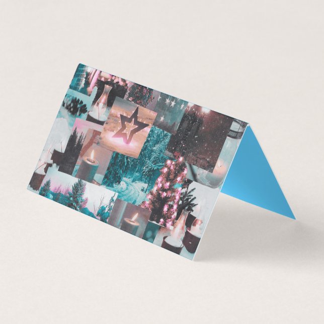 Farbenfrohe Aqua & Pink Weihnachtskollektion Faltk (Vorderseite)