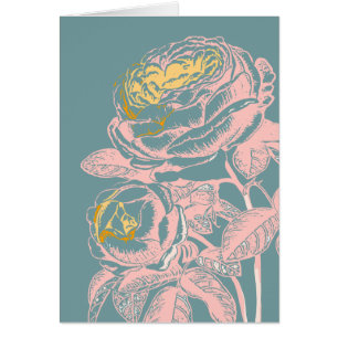 Farbenfrohe Aquamarine Vintag Peony Blume Illustra