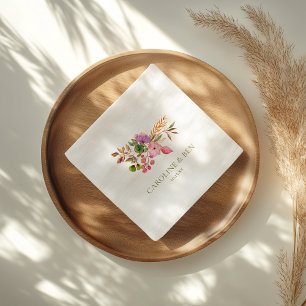 Farbenfrohe Aquarell-Blumen Elegante Individuelle Serviette