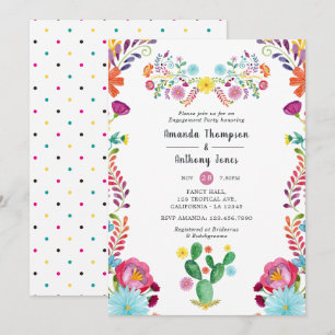 Farbenfrohe Aquarell-Blumen-Engagement-Party Einladung