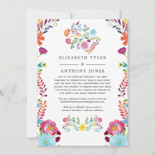 Farbenfrohe Aquarell-Blumen-Fiesta-Hochzeitsgäste Ankündigung