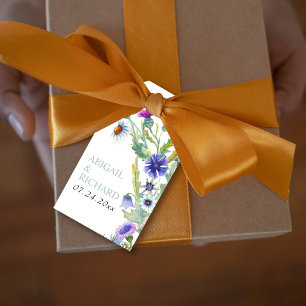 Farbenfrohe Aquarell-Wildblumen-Frühlingshochzeit Geschenkanhänger