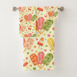 Farbenfrohe Aquarellbläschen Badhandtuch Set