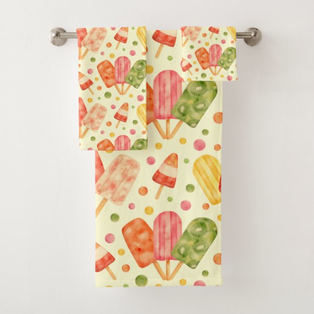 Farbenfrohe Aquarellbläschen Badhandtuch Set (Insitu)