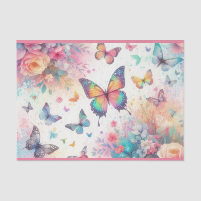 Farbenfrohe Aquarellblüten Seidenpapier (Vorderseite)