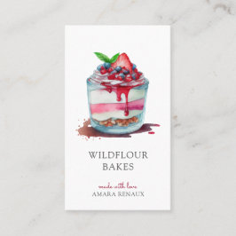 Farbenfrohe Aquarellfarben Dessert Baker BakBusine Visitenkarte
