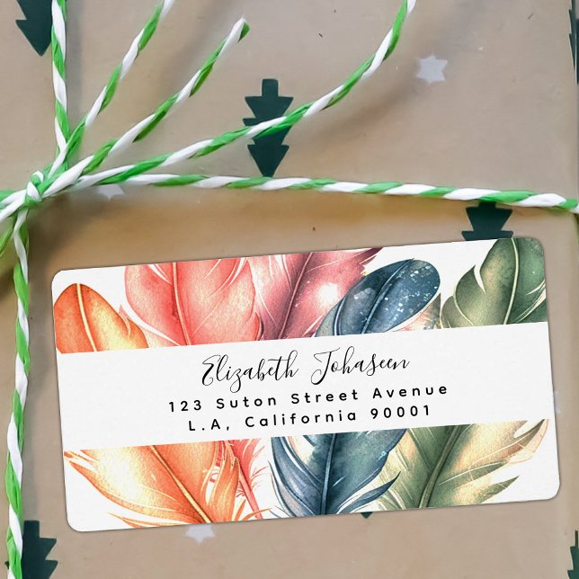 Farbenfrohe Aquarellfarben Federn schwarzer Skript (Von Creator hochgeladen)