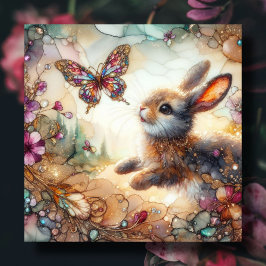 Farbenfrohe Aquarellfarben - Glass Bunny Oster Feiertagskarte