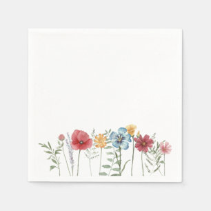 Farbenfrohe Aquarellfarben Wildblumen auf der Wies Serviette