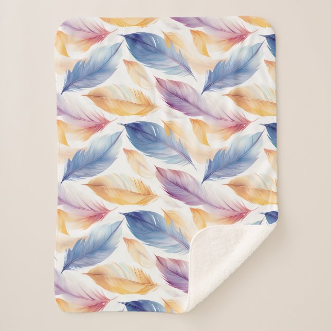 Farbenfrohe AquarellFedern Sherpadecke (Vorderseite)