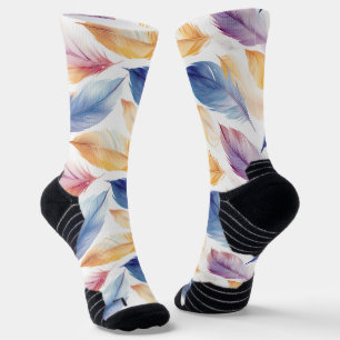 Farbenfrohe AquarellFedern Socken