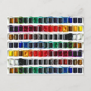 Farbenfrohe Aquarellmalerei Postkarte