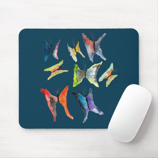 Farbenfrohe Aquarellschmetterlinge Mousepad (Mit Mouse)