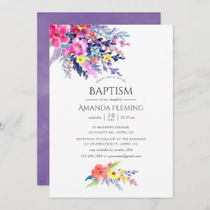 Farbenfrohe Aquarelltaufe oder Weihnachten Einladung