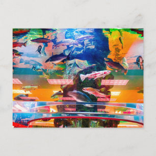 Farbenfrohe Aquarien-Ausstellung mit Fischen Postkarte
