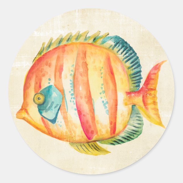 Farbenfrohe Aquarienfische Runder Aufkleber (Vorderseite)