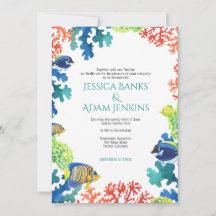 Farbenfrohe Aquarium Hochzeit Einladung