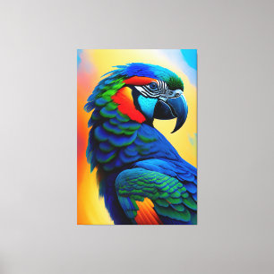 Farbenfrohe Ara Papagei Vogel MalCanvas Print Leinwanddruck