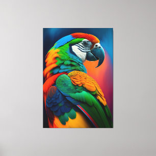 Farbenfrohe Ara Papagei Vogel MalCanvas Print Leinwanddruck