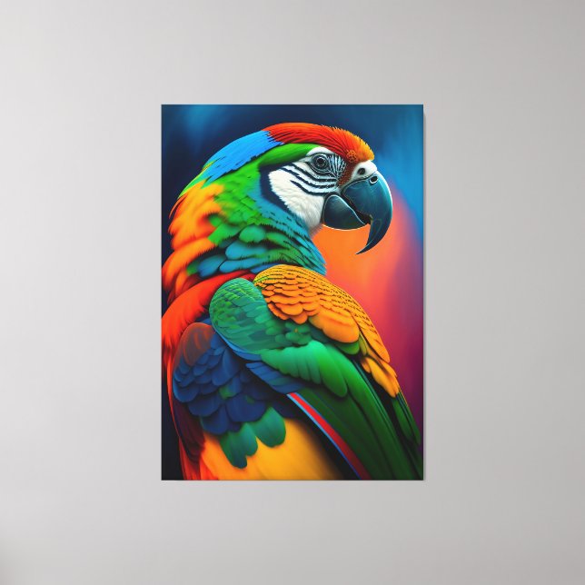 Farbenfrohe Ara Papagei Vogel MalCanvas Print Leinwanddruck (Vorderseite)