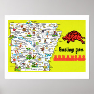 Farbenfrohe Arkansas Postkarte Karte drucken Poster