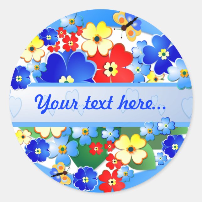 Farbenfrohe Art Deco Blume Design Runder Aufkleber (Vorderseite)